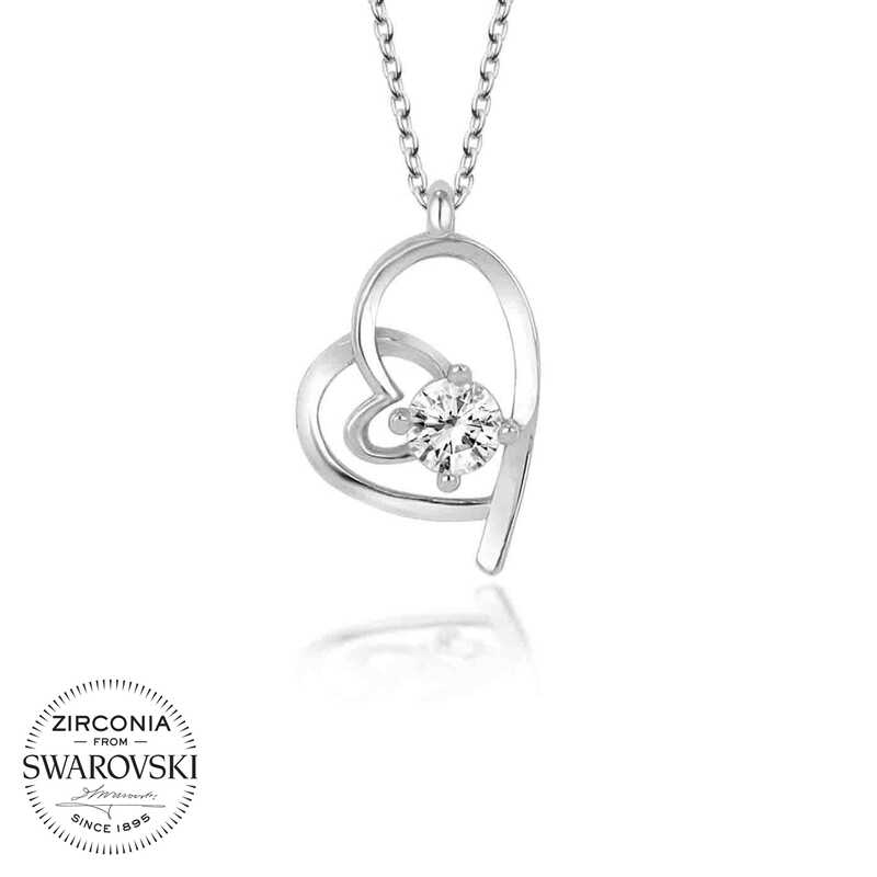 Swarovski%20Taşlı%20Gümüş%20Kalp%20Bayan%20Kolye