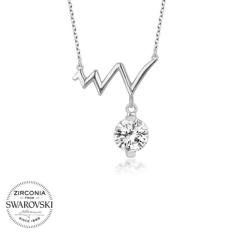 Swarovski%20Taşlı%20Gümüş%20Ritim%20Bayan%20Kolye