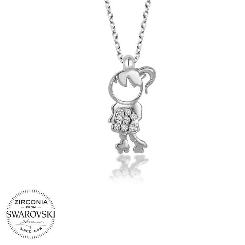 Swarovski%20Taşlı%20Gümüş%20Çocuk%20Bayan%20Kolye