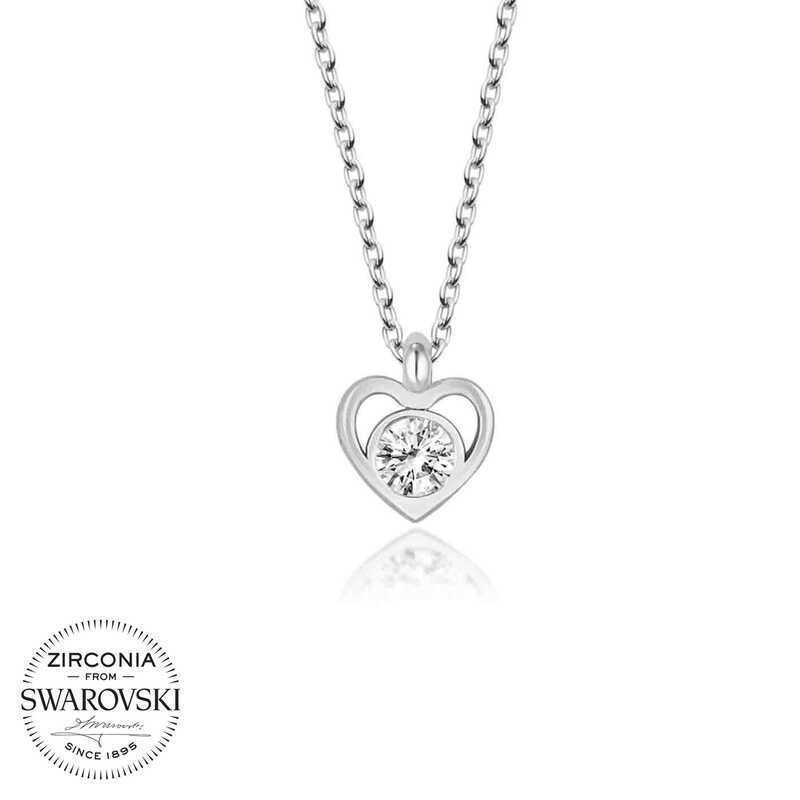 Swarovski%20Taşlı%20Gümüş%20Kalp%20Bayan%20Kolye