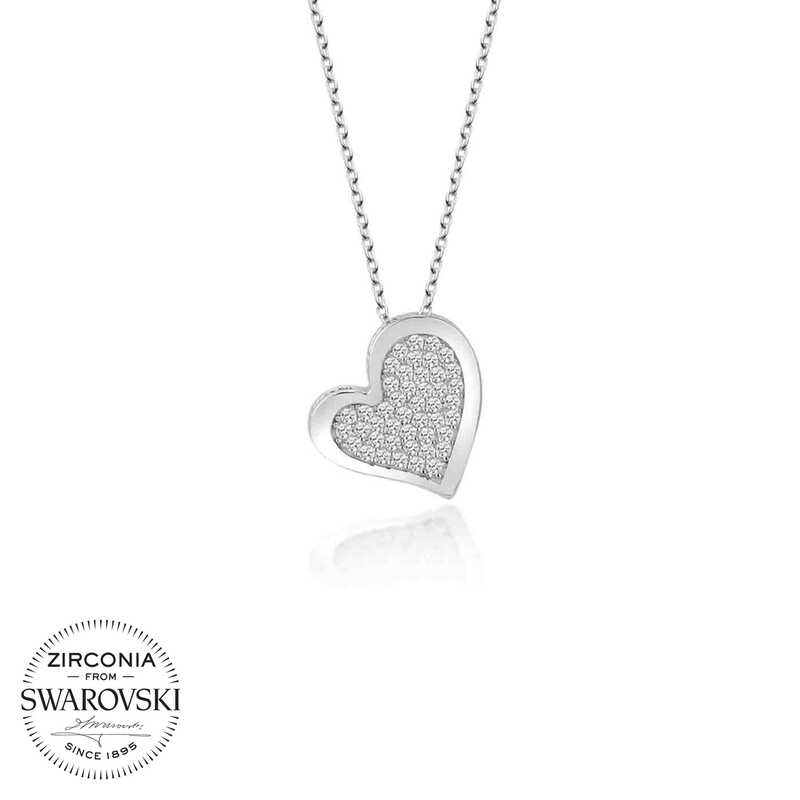 Swarovski%20Taşlı%20Gümüş%20Kalp%20Bayan%20Kolye