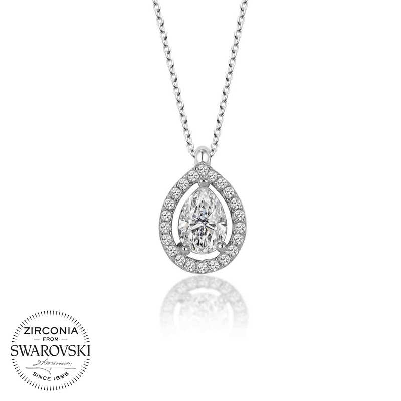 Swarovski%20Taşlı%20Gümüş%20Tektaş%20Bayan%20Kolye