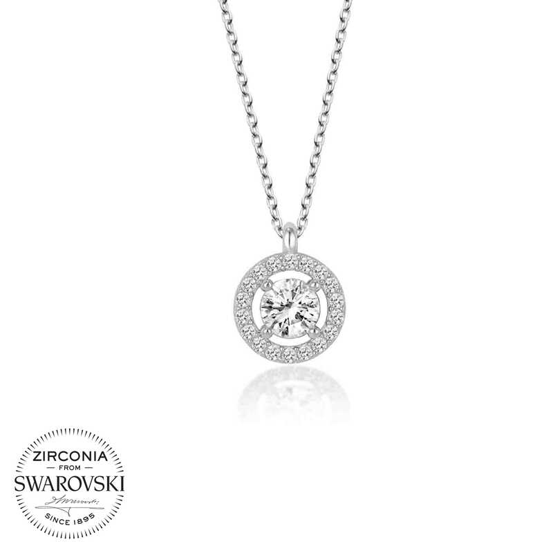 Swarovski%20Taşlı%20Gümüş%20Tektaş%20Bayan%20Kolye