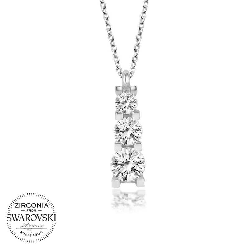 Swarovski%20Taşlı%20Gümüş%20Üçtaş%20Tektaş%20Bayan%20Kolye