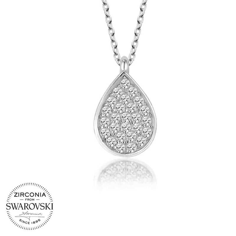 Swarovski%20Taşlı%20Gümüş%20Damla%20Bayan%20Kolye