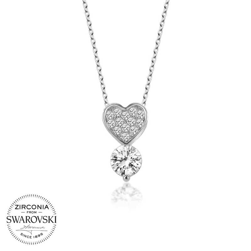 Swarovski%20Taşlı%20Gümüş%20Kalp%20Tektaş%20Bayan%20Kolye