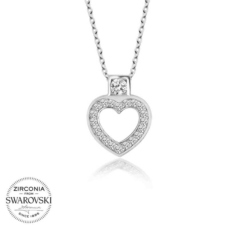 Swarovski%20Taşlı%20Gümüş%20Kalp%20Bayan%20Kolye