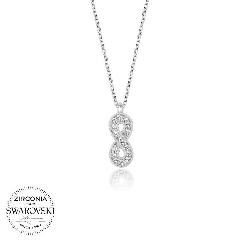 Swarovski%20Taşlı%20Gümüş%20Sonsuzluk%20Bayan%20Kolye