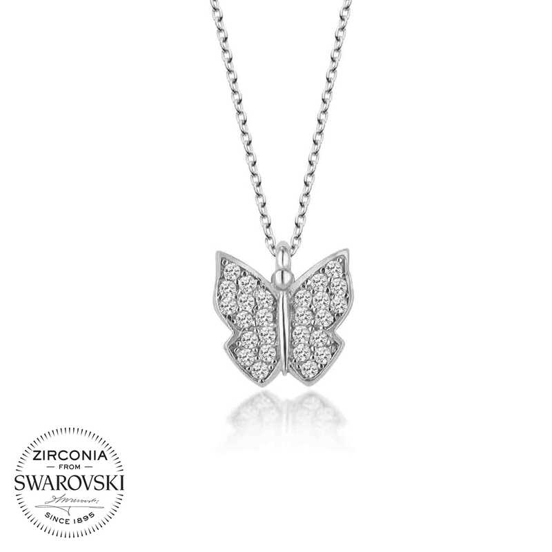 Swarovski%20Taşlı%20Gümüş%20Kelebek%20Kolye