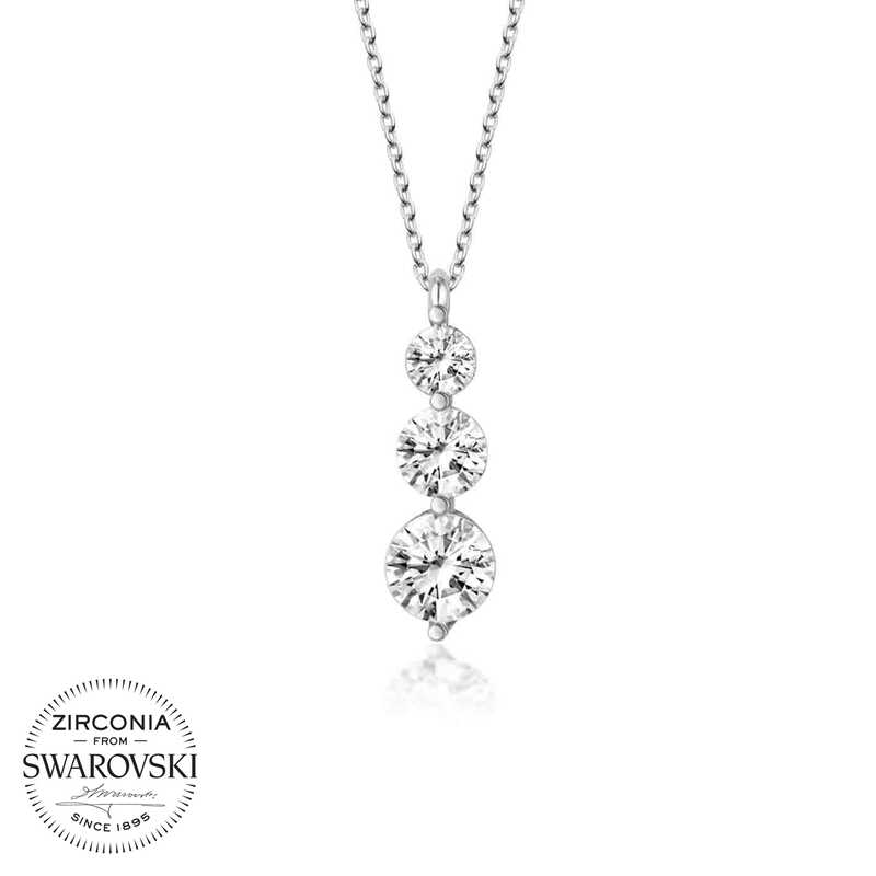 Swarovski%20Taşlı%20Gümüş%20Üçtaş%20Tektaş%20Bayan%20Kolye