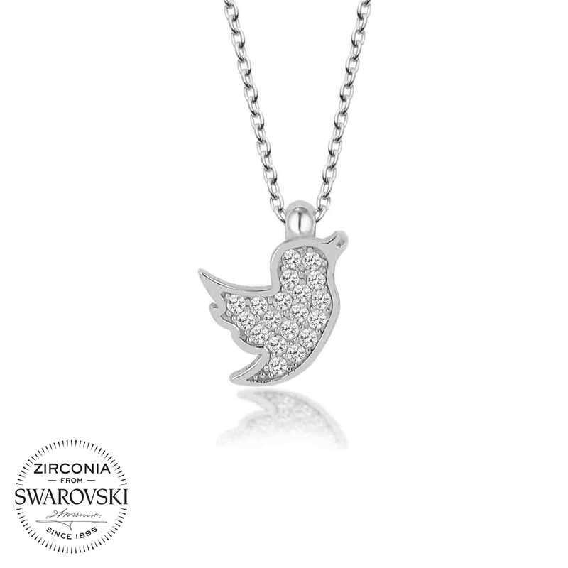 Swarovski%20Taşlı%20Gümüş%20Kuş%20Bayan%20Kolye