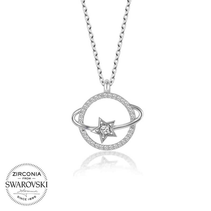 Swarovski%20Taşlı%20Gümüş%20Gezegen%20Bayan%20Kolye