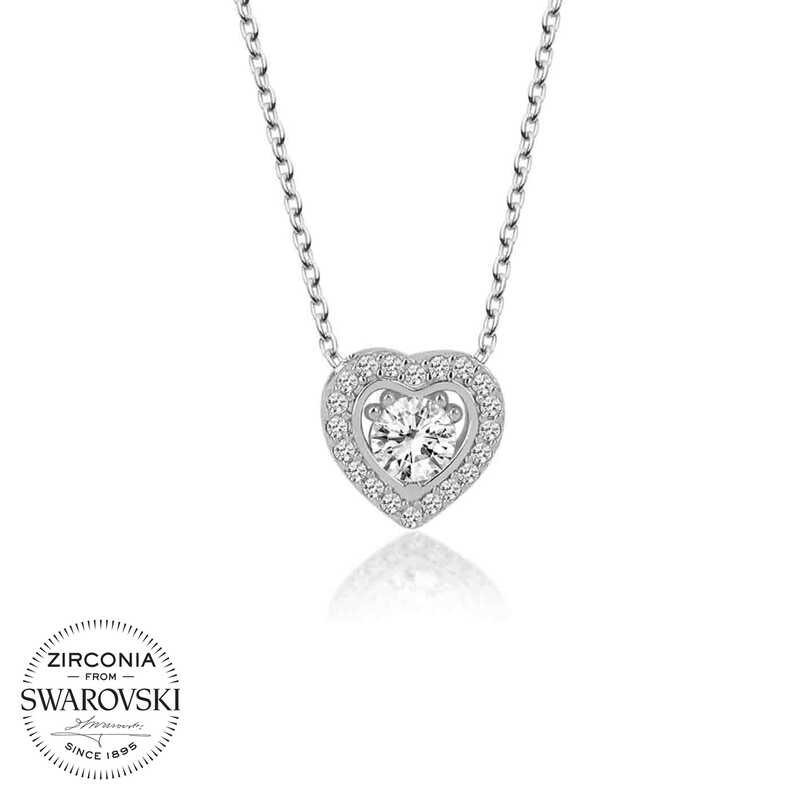 Swarovski%20Taşlı%20Gümüş%20Kalp%20Bayan%20Kolye