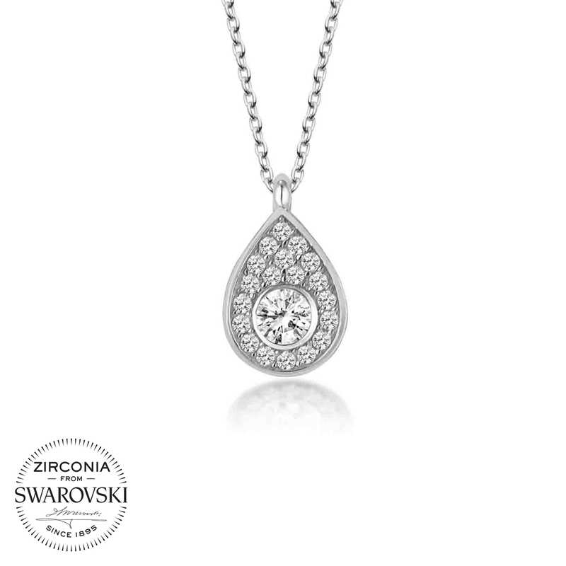 Swarovski%20Taşlı%20Gümüş%20Damla%20Tektaş%20Bayan%20Kolye