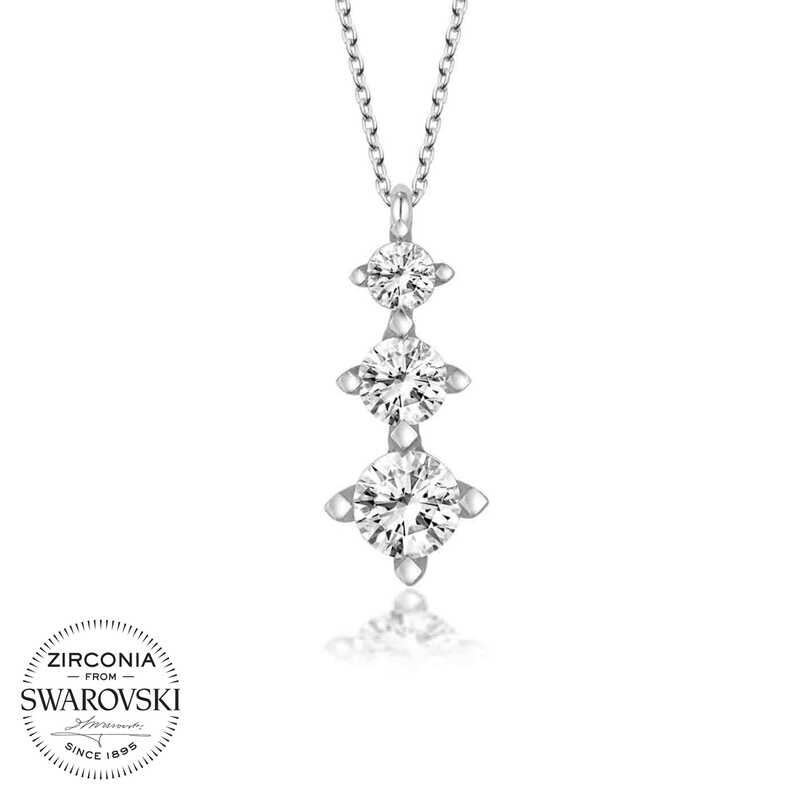 Swarovski%20Taşlı%20Gümüş%20Üçtaş%20Tektaş%20Bayan%20Kolye