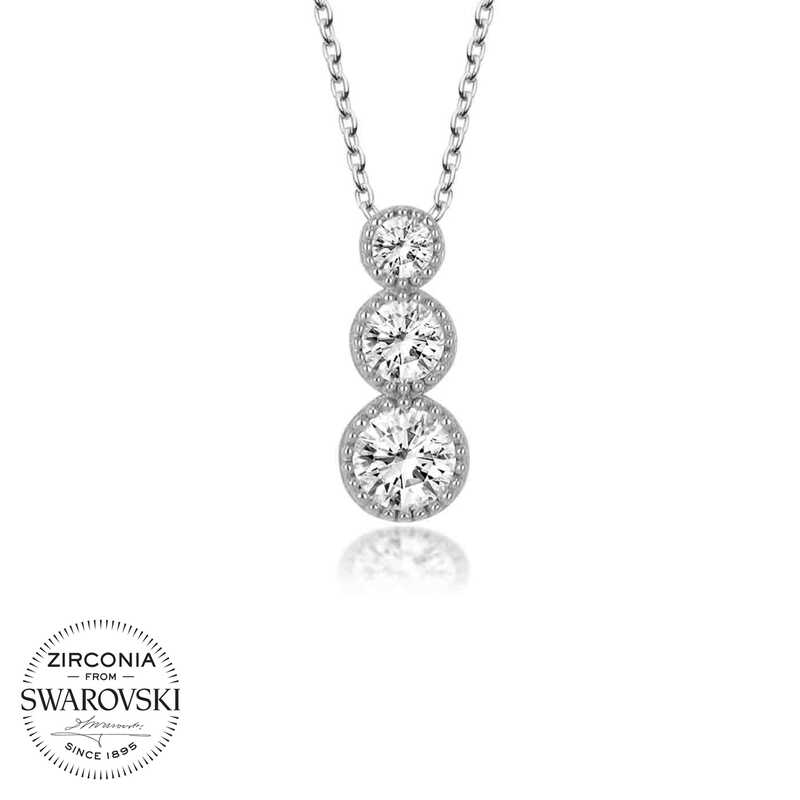 Swarovski%20Taşlı%20Gümüş%20Üçtaş%20Tektaş%20Bayan%20Kolye