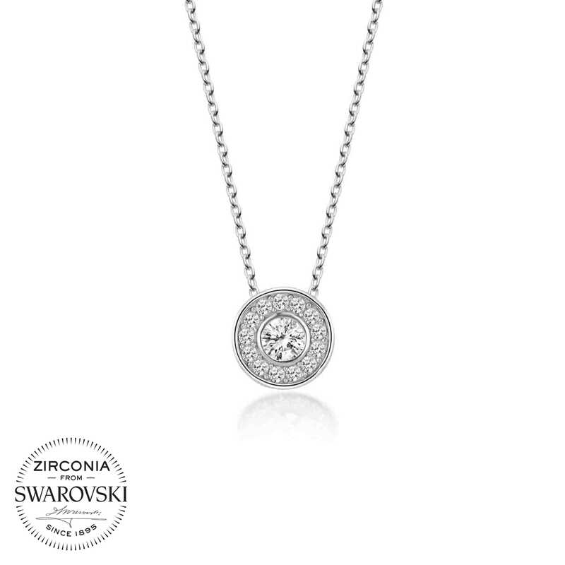 Swarovski%20Taşlı%20Gümüş%20Çember%20Tektaş%20Bayan%20Kolye