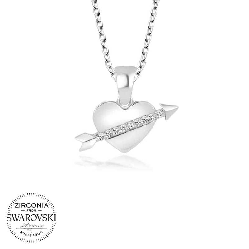 Swarovski%20Taşlı%20Gümüş%20Kalp%20Bayan%20Kolye