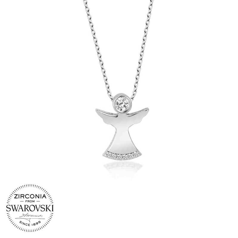 Swarovski%20Taşlı%20Gümüş%20Melek%20Bayan%20Kolye