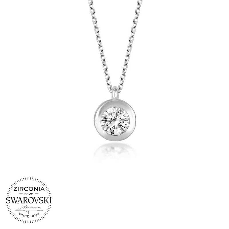 Swarovski%20Taşlı%20Gümüş%20Tektaş%20Bayan%20Kolye