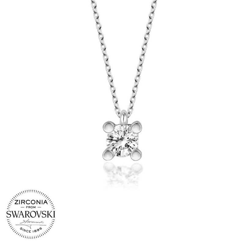 Swarovski%20Taşlı%20Gümüş%20Tektaş%20Bayan%20Kolye