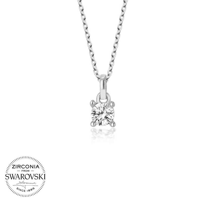 Swarovski%20Taşlı%20Gümüş%20Tektaş%20Bayan%20Kolye