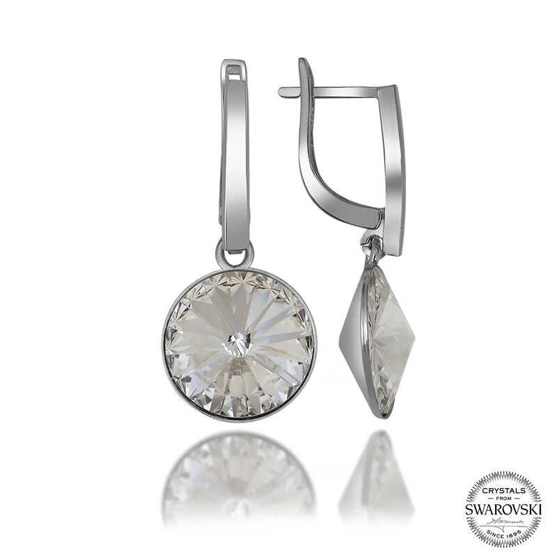 Swarovski%20Crystal%20Taşlı%20Gümüş%20Beyaz%20Sallantılı%20Kadın%20Küpe