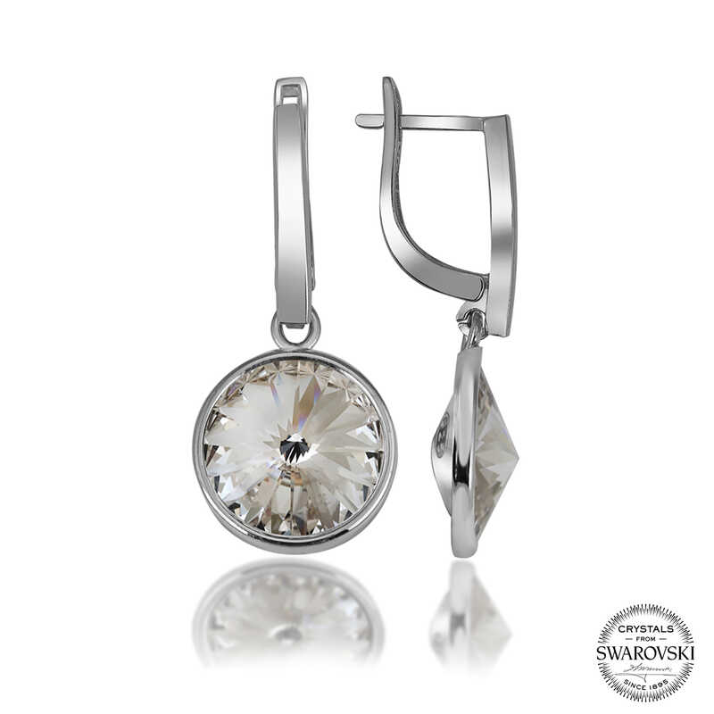 Swarovski%20Crystal%20Taşlı%20Gümüş%20Beyaz%20Sallantılı%20Kadın%20Küpe